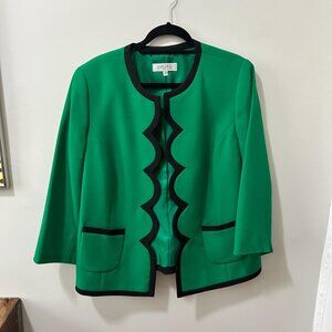 Kasper Women's Green Jacket With Scalloped Hem